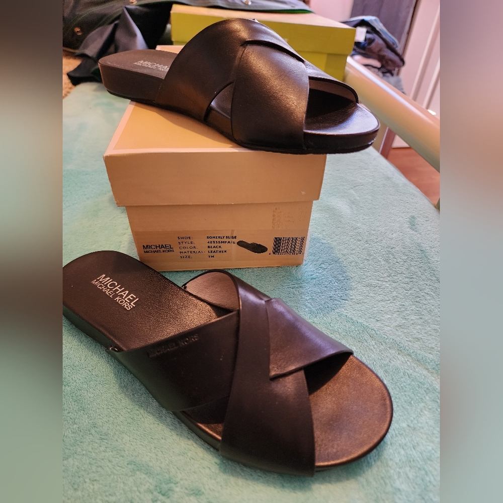 Michael Kors Michael Somerly Slide Black Sandals